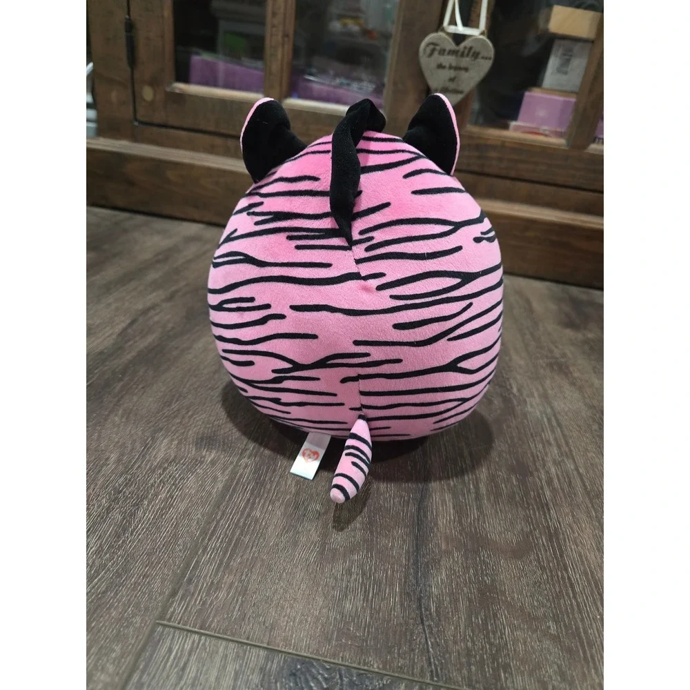 Ty Beanie Boos Zoey the Zebra Pink Black Striped Round Squishy Plush Toy 8 inch